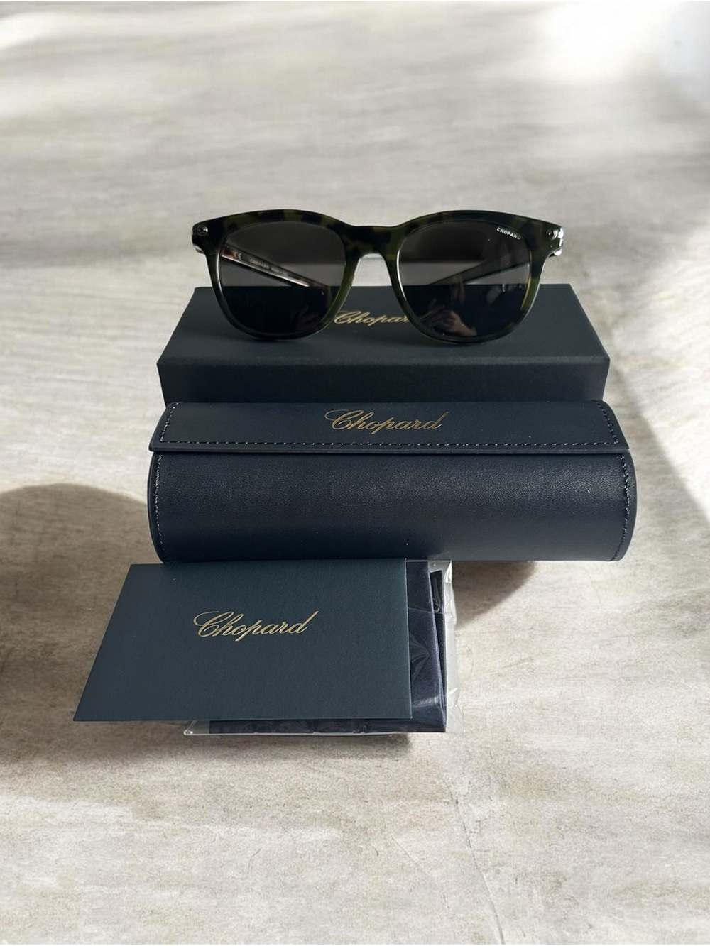 Chopard Men's Tortoiseshell Acetate Sunglasses - Green and Brown